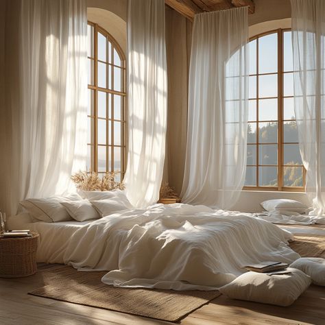 Romantic Dreamy Bedroom Decor Ideas - Breezy Bedroom, Ethereal Bedroom, Velvet Throw Blanket, Airy Bedroom, Bedroom Drapes, White Throw Blanket, Silk Pillow Cover, Elegant Mirrors, Romantic Retreat