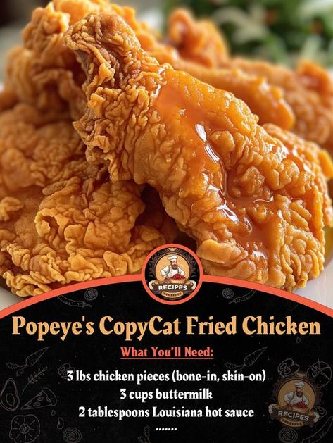 Recipe - RECIPE - Popeye's Copycat Fried Chicken Copycat Fried Chicken, Louisiana Hot Sauce Recipe, Popeyes Food, Popeyes Fried Chicken, Fried Chicken Ingredients, Popeyes Chicken, Louisiana Hot Sauce, Making Fried Chicken, Spice Blends Recipes