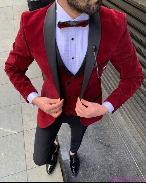 3 Piece Suit Men, Red Velvet Suit, Men Tuxedo, Beach Wedding Suits, Maroon Suit, Red Velvet Jacket, Suits Men Slim, Red Tuxedo, Idee Babyshower