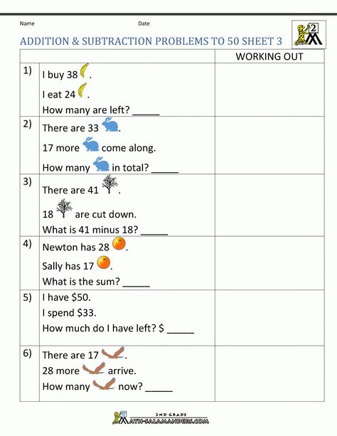 Subtraction Word Problems 2nd, 2nd Grade Addition And Subtraction, Word Problems 2nd Grade, 1st Grade Addition, Subtraction Facts Worksheet, Addition And Subtraction Word Problems, Money Word Problems, Basic Algebra, First Grade Reading Comprehension