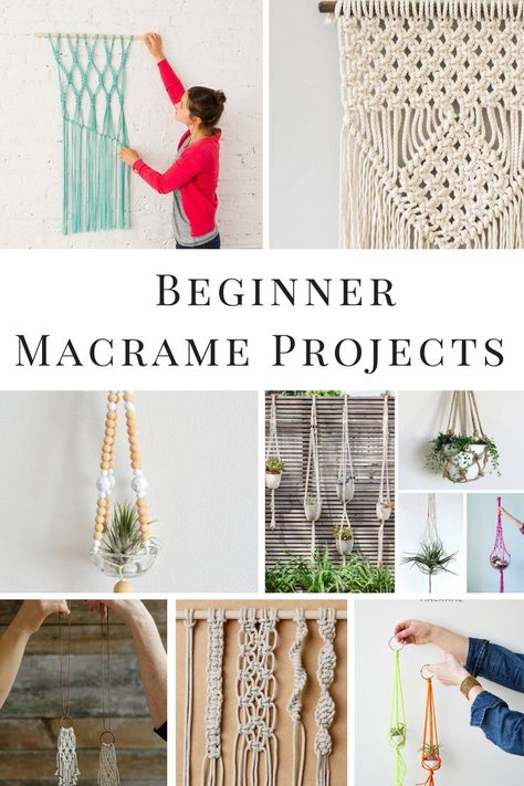 DIY Macrame projects for the beginner!  Includes Macrame wall hangings, how to macrame knots and macrame plant hangers.  #macrame #macramewallhanging #diyhomedecor #diyhomedecor Macrame Projects For Beginners, Beginner Macrame Projects, Macrame Decor Ideas, Diy Macrame Projects, Beginner Macrame, How To Macrame, Macrame Wall Hangings, Diy Hanging Shelves, Makramee Diy