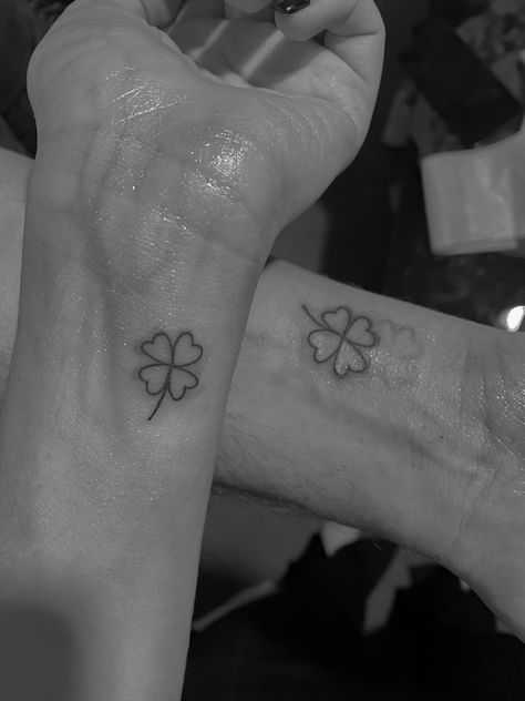 Pretty Four Leaf Clover Tattoo, Matching Four Leaf Clover Tattoos, Clover Matching Tattoo, Heart Four Leaf Clover Tattoo, For Leaf Clover Tattoo, Matching Clover Tattoos, 4 Left Clover Tattoo, Shamrock Wrist Tattoo, Simple Irish Tattoos For Women