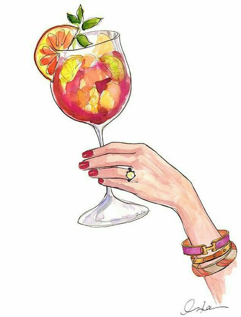 Soyut Sanat Tabloları, Art And Illustration, Food Illustrations, Sangria, Fashion Sketches, Food Art, Art Inspo, Fashion Illustration, Fashion Art