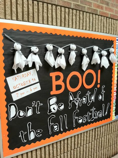 October Bulletin Board Halloween Boards Bulletin, Ghost Bulletin Board, Halloween Presentation, October Bulletin Board Ideas, Fall Church Bulletin Boards, Halloween Mural, October Bulletin Board, October Bulletin Boards, November Bulletin Boards