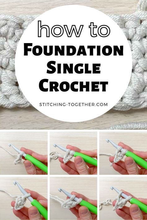 Ready to ditch the chain and learn how to foundation single crochet? This chainless foundation tutorial will give you step by step what you need to know to learn this technique. Click to go directly to the crochet tutorial by Stitching Together. Single Crochet Foundation Chain, Crochet Methods, Farmhouse Dishcloth, Shades Of Foundation, Crochet Reference, Crocheting Techniques, Foundation Tutorial, Crochet Knowledge, Charity Knitting