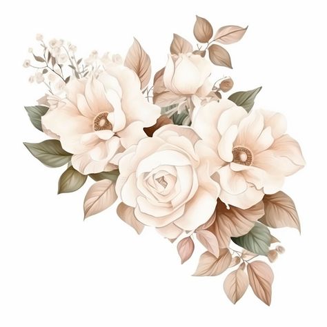 White And Beige Flowers, Hydrangea Clipart, Unique Clipart, Pngs Transparent, Beige Flowers, Border Clipart, Stickers Digital, Special Images, Unique Greeting Cards