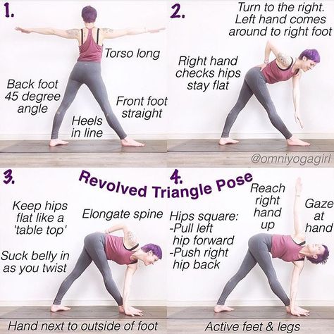 (@yoga_digest) on Instagram: “One of my favorite asanas, Revolved or Twisting Triangle Pose (Parivrtta Trikonasana) This is a…” Asana Tips, Maternity Yoga, Basic Yoga Poses, Triangle Pose, Flow Yoga, Yoga Techniques, Basic Yoga, Learn Yoga, Yoga Help