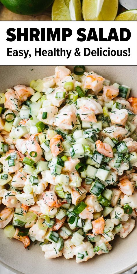 Shrimp salad recipe Cucumber Shrimp Avocado, Shrimp Recipes Salad, Aip Shrimp Recipes, Cucumber Shrimp Salad, Shrimp Cucumber Salad, Mini Shrimp Recipes, Shrimp Salad Recipes Healthy, Shrimp And Cucumber, Easy Shrimp Salad