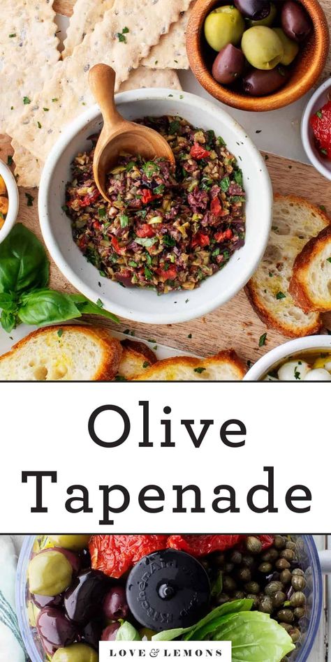 This olive tapenade recipe has a delicious mix of fresh, salty, and briny flavors. Serve it with crackers or baguette for a simple summer appetizer! Olive Tapenade Recipe, Tapenade Recipe, Vegan Salads, Zucchini Salad, Olive Tapenade, Summer Appetizer, Tailgate Food, Vegetarian Appetizers, Tapenade