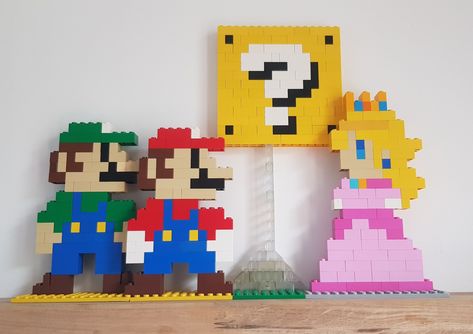 Mario Lego Ideas, Lego Super Mario Ideas, Mario Lego, Lego Basic, Lego Wedding, Lego Mario, Lego Mosaic, Retro Games Room, Mario Yoshi