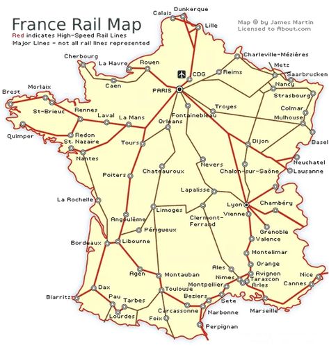 France Railways Map and French Train Travel Information France Train Travel, France Train, Calais France, Map Of France, Train Map, Train Route, Visit France, France Map, European Vacation