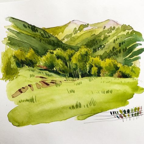 Watercolor Art Landscape, Watercolor Forest, Watercolour Landscape, Watercolour Inspiration, Diy Watercolor Painting, Watercolor Paintings Easy, Watercolor Sketchbook, Halloween Drawings, Nature Drawing