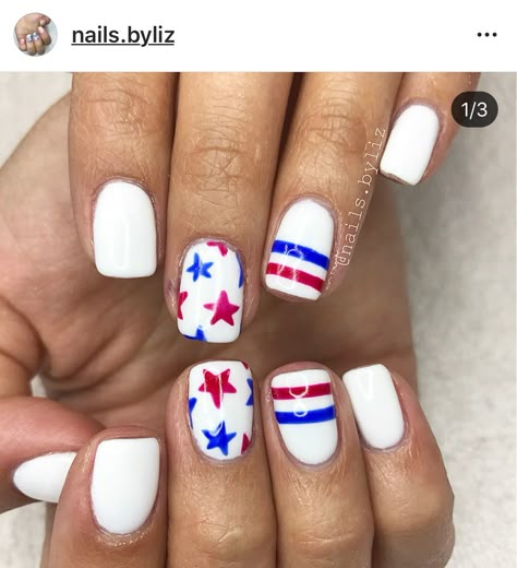 Gel Nail Summer Designs, Patriotic Nail Designs, Fingernail Ideas, Patriotic Nail, Patriotic Nails Design, Patriotic Nails, American Nails, Usa Nails, Nagellack Trends