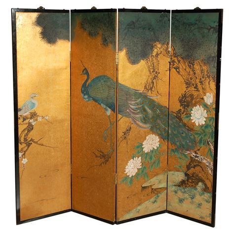 Chinese Hand Painted Four-Panel Screen at 1stdibs Chinese Room Divider, Asian Room, Macrame Room Divider, Fabric Room Dividers, Portable Room Dividers, Glass Room Divider, Bamboo Room Divider, Floor Screen, Sliding Room Dividers