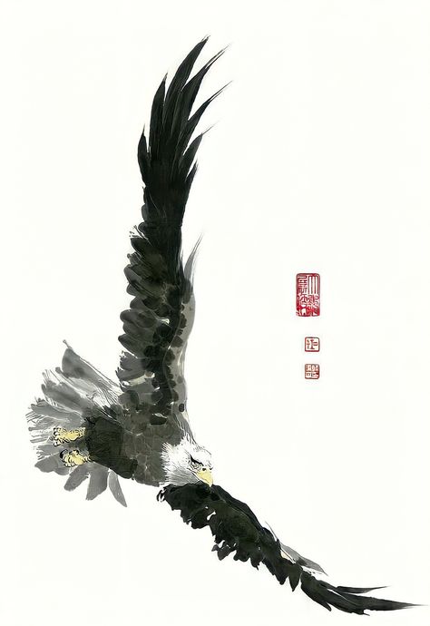 Bald Eagle Painting, Tato Phoenix, Eagle Artwork, Aigle Royal, Eagle Drawing, Eagle In Flight, Eagle Painting, Eagle Pictures, Chinese Art Painting