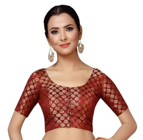 Sari Design, Brocade Blouses, Readymade Saree, Indian Wedding Wear, Indian Blouse, Sari Blouse, Sleeves Blouse, Readymade Blouse, Embroidered Neckline