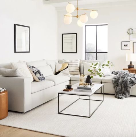 Living Room Furniture For Large Families 2022 | POPSUGAR Home White Living Room Ideas Modern, West Elm Harmony, Harmony Sofa, Modular Ottoman, Couches Living, Comfortable Sectional, Apartment Studio, Sectional Sofa With Chaise, Oversized Furniture