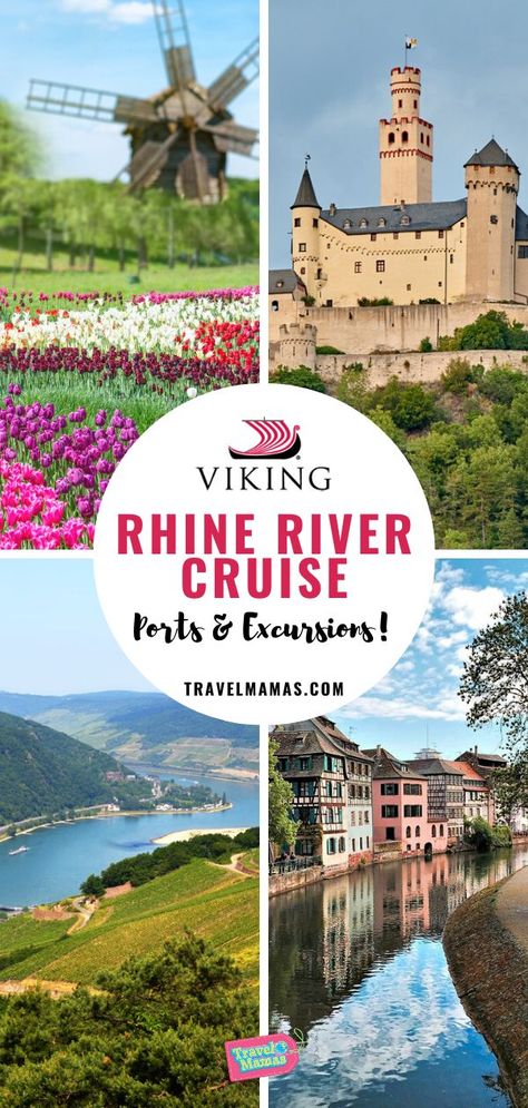 Discover the amazing ports and excursions you can expect on a Viking River Cruise on the Rhine River in France, the Netherlands, Germany, and Switzerland! #vikingrivercruise #cruising #europe Viking River Cruise Rhine, Viking Rhine River Cruise, Europe River Cruise, Viking Cruise, River Cruises In Europe, Rhine River Cruise, Viking River Cruise, European River Cruises, European Cruises