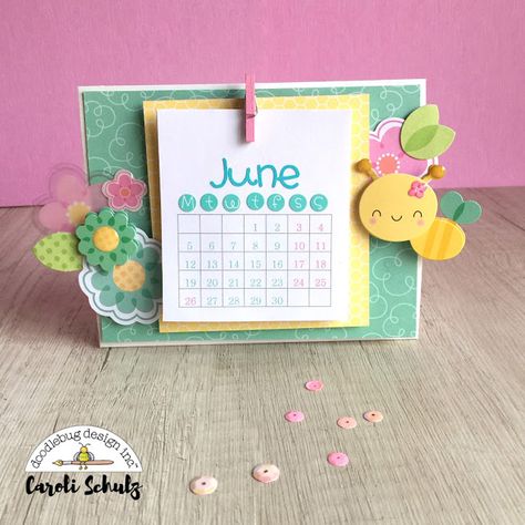 Doodlebug Design Inc Blog: Calendar Challenge: Easy Desktop Calendar by Caroli Cute Desk Calendar, Calendar Challenge, Diy Desk Calendar, Blog Calendar, Table Calendar, Creative Calendar, Calendar Craft, Diy Crafts For Girls, Cute Calendar