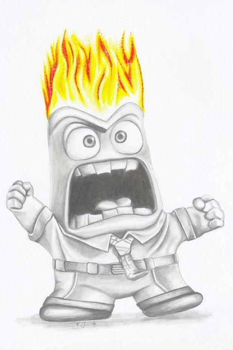 Anger from inside out-disney-pixar-fan art-character art-drawing-wall art Drawing Ideas Disney Characters, Drawing Ideas Disney, Disney Art Diy, Fan Art Disney, Drawing Disney, Cartoon Drawings Sketches, Arte Doodle, Cartoon Drawings Disney, Disney Inside Out