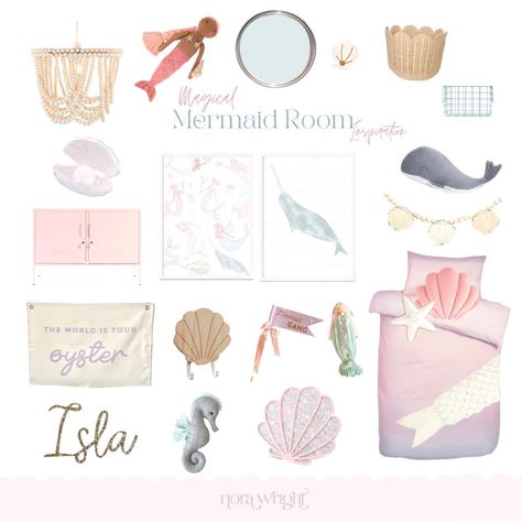 Instagram Felt Sea Creatures, Trace The Shapes, Mermaid Girls Room, Tulip Basket, Shell Garland, Mermaid Bedroom, Magical Mermaid, Mermaid Room, Toddler Bedroom