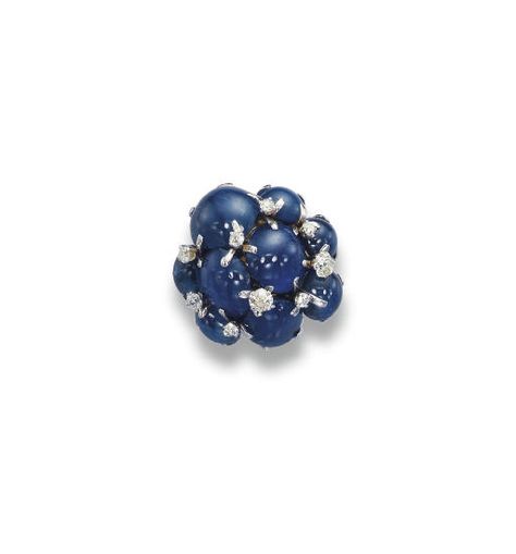 A SAPPHIRE AND DIAMOND RING, BY SEAMAN SCHEPPS | Jewelry, ring | Christie's Seaman Schepps, Bvlgari Jewelry, Sapphire And Diamond Ring, Jewelry Boards, Jewelry Ring, Tiffany & Co., Floral Rings, Diamond Ring, Sapphire