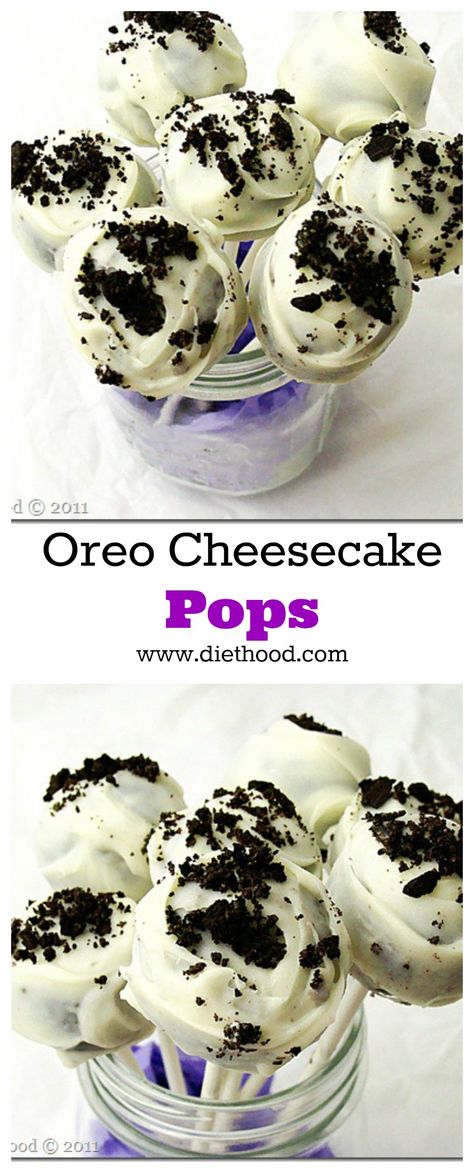 Oreo Cheesecake Pops Cheesecake Pops Recipe, Oreo Cake Pops, Cheesecake Pops, Party Food Dessert, Cake Pop Recipe, Easy Cheesecake Recipes, Oreo Pops, Oreo Cake, Oreo Cheesecake