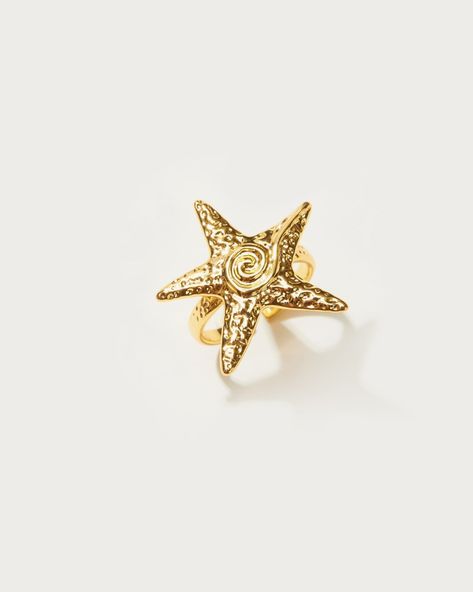 Gold Starfish Ring | En Route Jewelry | En Route Jewelry Vietnam Tailor, Savannah Style, En Route Jewelry, Starfish Ring, Gold Girl, Funky Jewelry, Stacked Jewelry, Jewelry Lookbook, Dream Jewelry