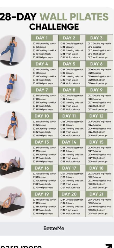 Wall Pilates 28 Day Challenge, Pilates 30 Day Challenge, Pilates 28 Day Challenge, Free Wall Pilates Challenge 30 Day, Palaties Workout At Home, 30 Day Wall Pilates Challenge Free, Pilates Challenge 30 Day, 28 Day Wall Pilates Challenge Free Chart, Wall Pilates Challenge 30 Day