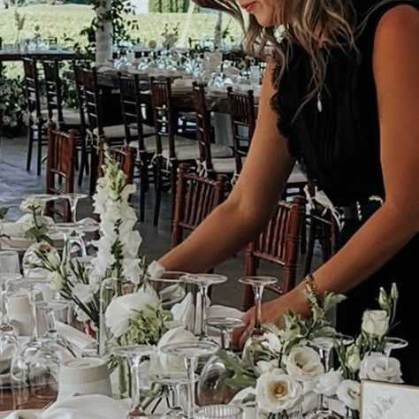 Dallas Lombardi on Instagram: "Final touches before the dining room reveal for A+S🤍✨ Such a fun behind the scenes moment— always love working with my sweet friend @raeconnell Venue @kurtzorchardsweddings Floral @threadsandblooms Stationary @utilityhouse Table Runners @simplybeautifuldecor #weddings #weddingplanner #weddingdetails #weddingdecor #tentwedding #orchard #niagaraonthelake #notl #bridal #hospitality #events #eventdesign #eventplanner #tablescapes #summerwedding #weddingcoordina Wedding Coordinator Aesthetic, Event Planner Job Aesthetic, Party Planner Aesthetic Job, Wedding Behind The Scenes, Event Coordinator Aesthetic, Wedding Planner Aesthetic Job, Event Management Aesthetic, School Visionboard, Book Plotting