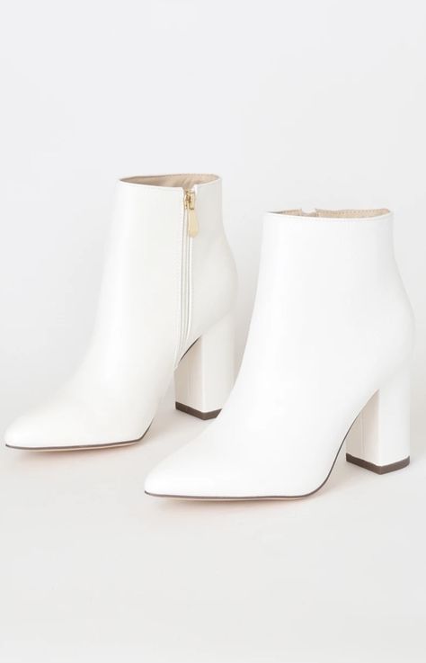 Sepatu Pump, White Heel Boots, Dr Shoes, White Booties, White High Heels, High Heeled Boots, Fancy Shoes, Girly Shoes, White Heels