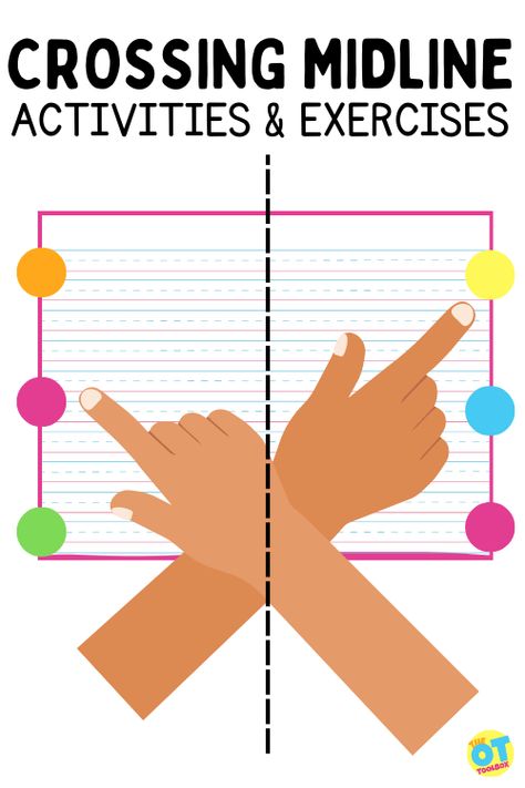 Crossing Midline Activities, Crossing The Midline, Brain Gym For Kids, Coordination Activities, Learn Shapes, Occupational Therapy Kids, Toddler Curriculum, Pediatric Physical Therapy, Occupational Therapy Activities