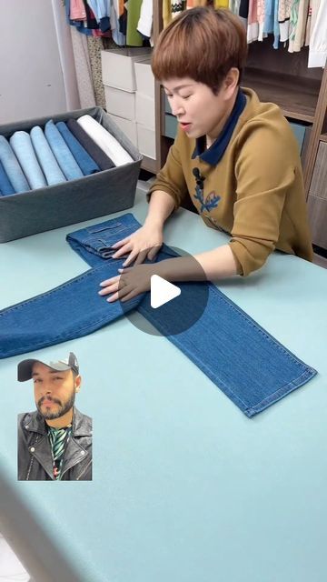 𝐖𝐄 𝐀𝐑𝐄 𝐌𝐄𝐍 on Instagram: "How to folding a #jeans👖  . . #folding #foldinghacks #jeans" Folding Jeans To Save Space In Drawers, Folding Jeans Hack, How To Fold Blue Jeans, How To Fold Jeans For Travel Packing Tips, How To Fold Jeans For Travel, Folding Jeans To Save Space, How To Fold Jeans To Save Space, Jeans Folding, Folding Pants