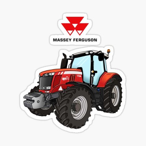 "Massey Ferguson Tractor Red Tractor" Sticker for Sale by Neebotha | Redbubble Tractor Cake Topper Printable, Tractor Sticker, Massey Ferguson Logo, Stylised Drawing, Massey Tractor, Drawing Cake, Tractor Logo, Custom Treats, Farm Stickers