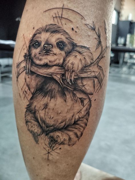 Sloth Drawing Realistic, Sloth Tattoos For Women, Sloth Tattoos, Unique Tattoos With Meaning, African Sleeve Tattoo, Tattoos Large, Blue Tattoos, Unique Animal Tattoos, Tiger Eyes Tattoo