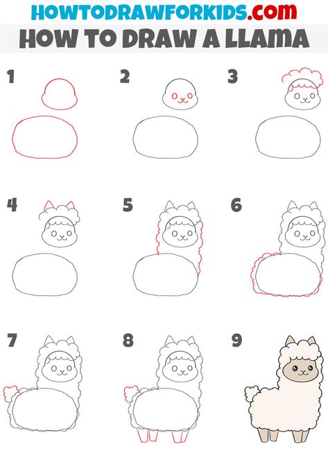 How To Draw A Llama Easy, How To Draw A Lama Step By Step Easy, Lama Painting Easy, How To Draw A Lama, Lama Drawing Easy, Easy Llama Drawing, Llama Drawing Easy Step By Step, How To Draw Llama, How To Draw A Llama