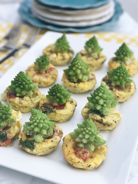 Mini Italian Egg Bakes with Romanesco Broccoli How To Make Brocollini, Broccoli Romanesco Recipes, Romanesco Recipes Sauces, Romanesco Soup Recipes, Romanesco Sauce, Romanesco Recipes, Egg Bake Recipe, Breakfast Egg Bake, Healthy Harvest