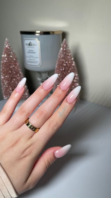 French Ombre Pink, Long Almond Ombre Nails, Ombre Nails Almond Shape, Pink Ombre French Tip Nails Almond, Almond Ombre Acrylic Nails, Pink Ombre Almond Acrylic Nails, Airbrush Ombre Nails, Almond Nails Ombre, Almond Shape Pink Ombre Nails