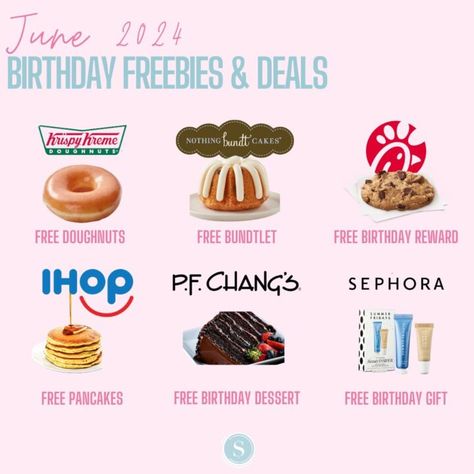 HUGE List of Birthday Freebies | Get Free Stuff on your Birthday Free Items To Get On Your Birthday, Birthday Food Freebies, Birthday Freebies List 2024, Things To Do On Your Birthday Ideas, Birthday Freebies 2024, Things For Birthday, Freebie Birthday, 16 Birthday Ideas, Bday Freebies