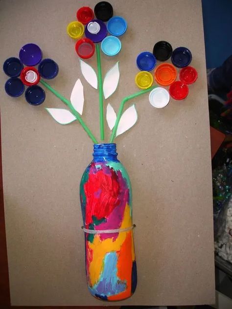 Waste Material Craft Ideas, Waste Material Craft, Water Bottle Crafts, Recycled Crafts Kids, Diy Summer Crafts, Recycled Art Projects, Waste Material, Earth Day Crafts, Bottle Cap Art