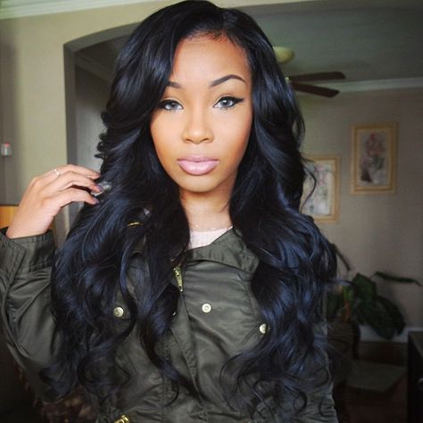 Curly Wavy Black Hair Hairstyle Flawless On Fleet Laid Bombshell Dope Pretty Girl Swag AaliyahJay Human Lace Wigs, Brazilian Body Wave Hair, Body Wave Wig, Body Wave Hair, Brazilian Human Hair, Hair Waves, Brazilian Hair, Baby Hair, Remy Human Hair