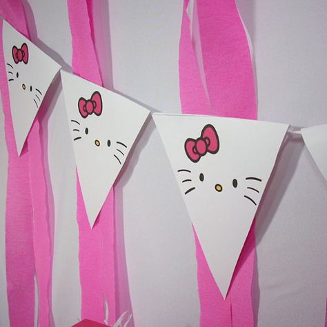 Hello Kitty Birthday Decorations, Birthday Pennant Banner, Hello Kitty Birthday Theme, Hello Kitty Theme Party, Hello Kitty Decorations, Diy Hello Kitty, Hello Kitty Birthday Party, Hello Kitty Rooms, Charmmy Kitty