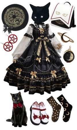 Witch's Familiar Outfit | ShopLook Kawaii Witch Outfit, Magical Girl Outfit Ideas, Witch's Familiar, Kawaii Witch, Gold Socks, Girl Outfit Ideas, Reindeer Horns, Street Style Store, Magical Girl Outfit