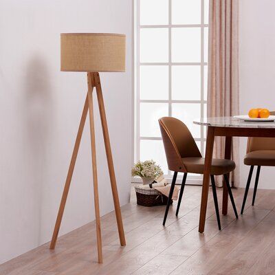 VERSANORA Hailey 54" Tripod Floor Lamp Wooden Tripod Floor Lamp, Novelty Floor Lamp, Linen Lamp Shades, Tall Floor Lamps, Column Floor Lamp, Traditional Floor Lamps, Tree Floor Lamp, Tripod Floor Lamp, Arched Floor Lamp