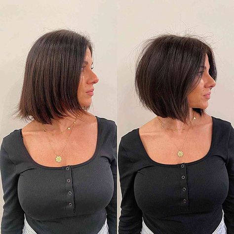 Kort Bob, Trendy Bob, Stacked Bob, Stacked Bob Haircut, Long To Short Hair, Chin Length Hair, Bob Haircut For Fine Hair, Bob Hairstyles For Fine Hair, Short Bob Haircuts