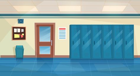 Empty school corridor | Premium Vector #Freepik #vector #school-hallway #school-corridor #school-wall #school-room University Lobby, College Illustration, Backgrounds Gacha, School Corridor, Banner Cartoon, Gacha Background, Classroom Background, Background Anime, School Hall