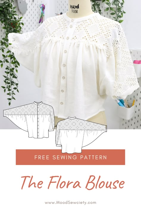 Cottagecore Shirt Sewing Pattern, Plus Size Blouse Pattern, Cottagecore Patterns Sewing, Easy Blouse Sewing Pattern, Cottage Core Sewing Patterns Free, Boho Blouse Sewing Pattern, Peasant Top Sewing Pattern, Free Sewing Patterns Plus Size, Cottagecore Sewing Pattern Free