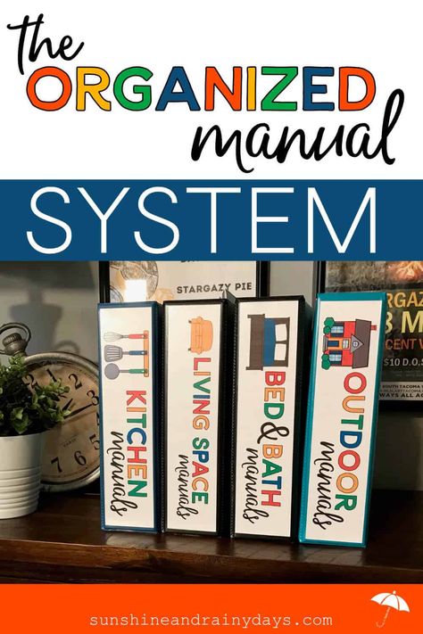 The most overlooked thing to organize is probably household manuals. They usually sit, untouched, in a box or drawer, wasting space. Many organizing experts would tell you to throw manuals away. What IF your manuals were organized in a way that they could be easily found and not take up a ton of space? That’s where the Organized Manual System comes into play! There have been many instances where I have found household manuals very useful and was happy that I had kept them. Manual Organization, Organize Manuals, Household Organization Binder, Moving Printables, Medical Binder Printables, Medical Binder, Household Binder, Home Binder, Life Binder