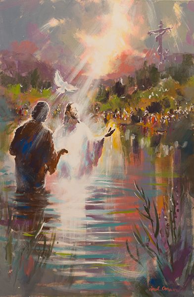 Baptism Of Jesus, Biblical Artwork, Jesus Artwork, Jesus Christ Artwork, Heaven Art, Lds Art, Christian Images, Jesus Christ Art, Christian Artwork