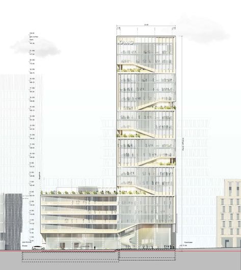 horizortale Parking Plan, Hotel Facade, Architecture Design Process, Architecture Drawing Plan, University Architecture, Architecture Concept Diagram, Mix Use Building, Architecture Design Sketch, Skyscraper Architecture